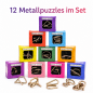 Preview: 12 Geduldspiele/Geschicklichkeitsspiele/Knobelspiele für Erwachsene / 12-teiliges Metallpuzzle Set/Denkspiel aus Metall - verschiedenen Schwierigkeiten mit Lösung 3D Puzzle