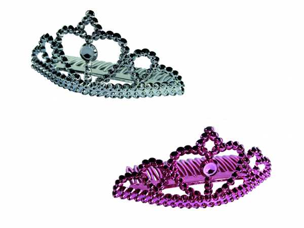 4 x Diadem Partykrone Kunststoff 2x silber 2x pink für JGA oder Karneval