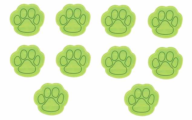 10 Stück reflektierende Tatzen Sticker / Aufkleber Reflektor für Kinder Schulranzen / Rad Auto