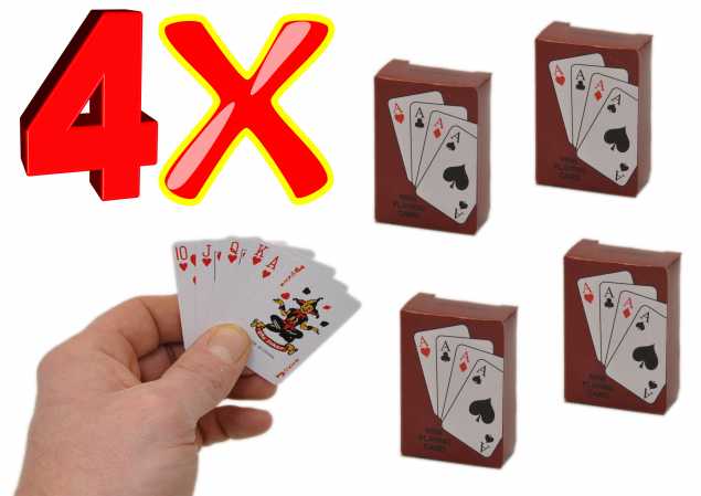 4x Mini Kartenspiel für Unterwegs