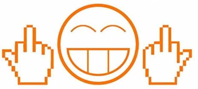 Fuck You Smile Pixel Sticker Supermoto 7X3CM orange für Tank/Schutzblech/Kotflügel