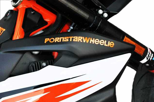 PornstarWheelie Sticker Supermoto 20X1,5CM orange für Tank/Schutzblech/Kotflügel/Custom/Dekor
