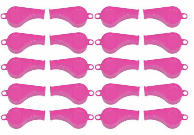 100 Trillerpfeifen in pink für Veranstaltungen, Streuartikel oder Mitbringsel