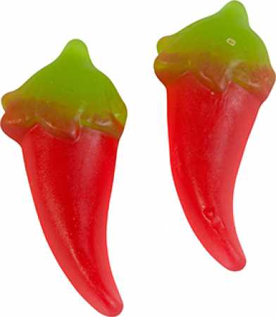 Scherz Gummis CHILIS Fruchtgummis Peperoni 5er SET Achtung Extra SCHARF