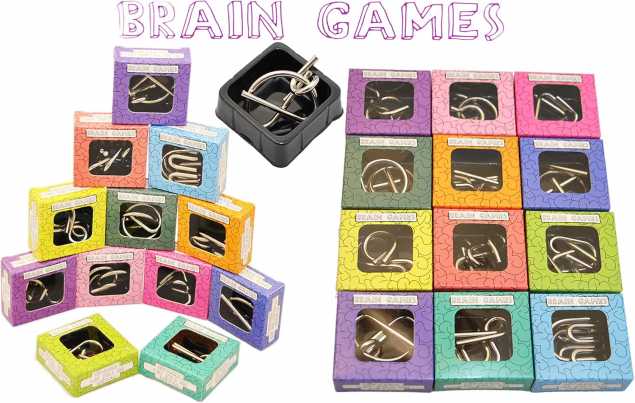 12 Geduldspiele/Geschicklichkeitsspiele/Knobelspiele für Erwachsene / 12-teiliges Metallpuzzle Set/Denkspiel aus Metall - verschiedenen Schwierigkeiten mit Lösung 3D Puzzle