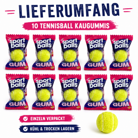 Tennisball KAUGUMMI 10er Pack Tennis Bälle mit Fruchtfüllung
