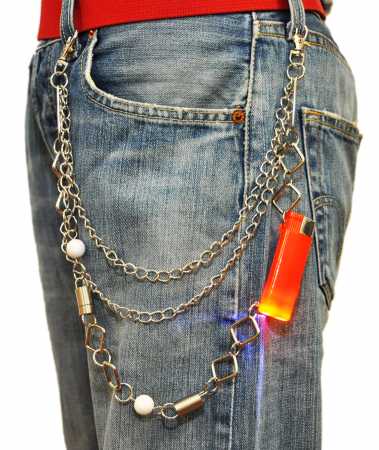 Hosenkette Kugel + Taschenlampe massiv Schlüsselkette BMX Biker Moto-X Schlüssel Kette