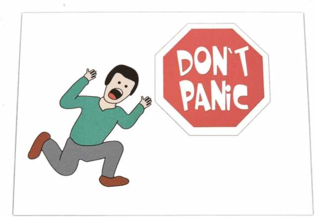 4 X Karte - Abstand HALTEN - Warnkarte Don´t Panic Achtung / Warnung