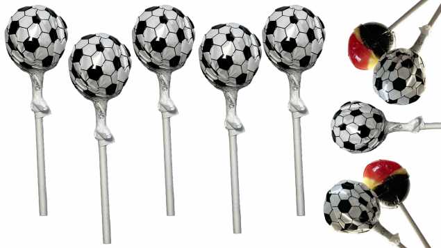 Fußball Lutscher 10 Stück / 170 Gramm in Deutschland Farben (schwarz/rot/gold) - Fußball