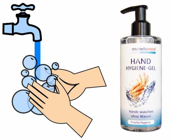 Marvita med Aloe Vera 250 ML Hygiene Gel Pump Spender waschen ohne Wasser (EUR 23,96 / L)