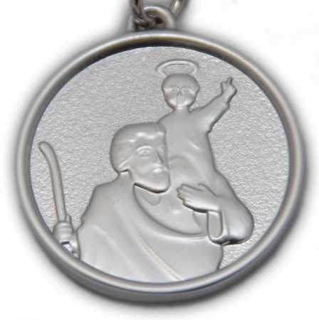 † St. Christophorus Metall Schlüsselanhänger matt Silber Auto mit Karabinerhaken,ca. 4 cm †
