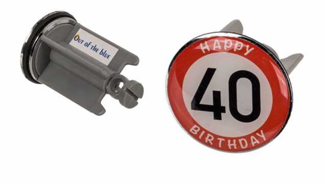 Waschbeckenstöpsel Happy Birthday 40 Geburtstags Stöpsel 7 x 4 cm für das Waschbecken
