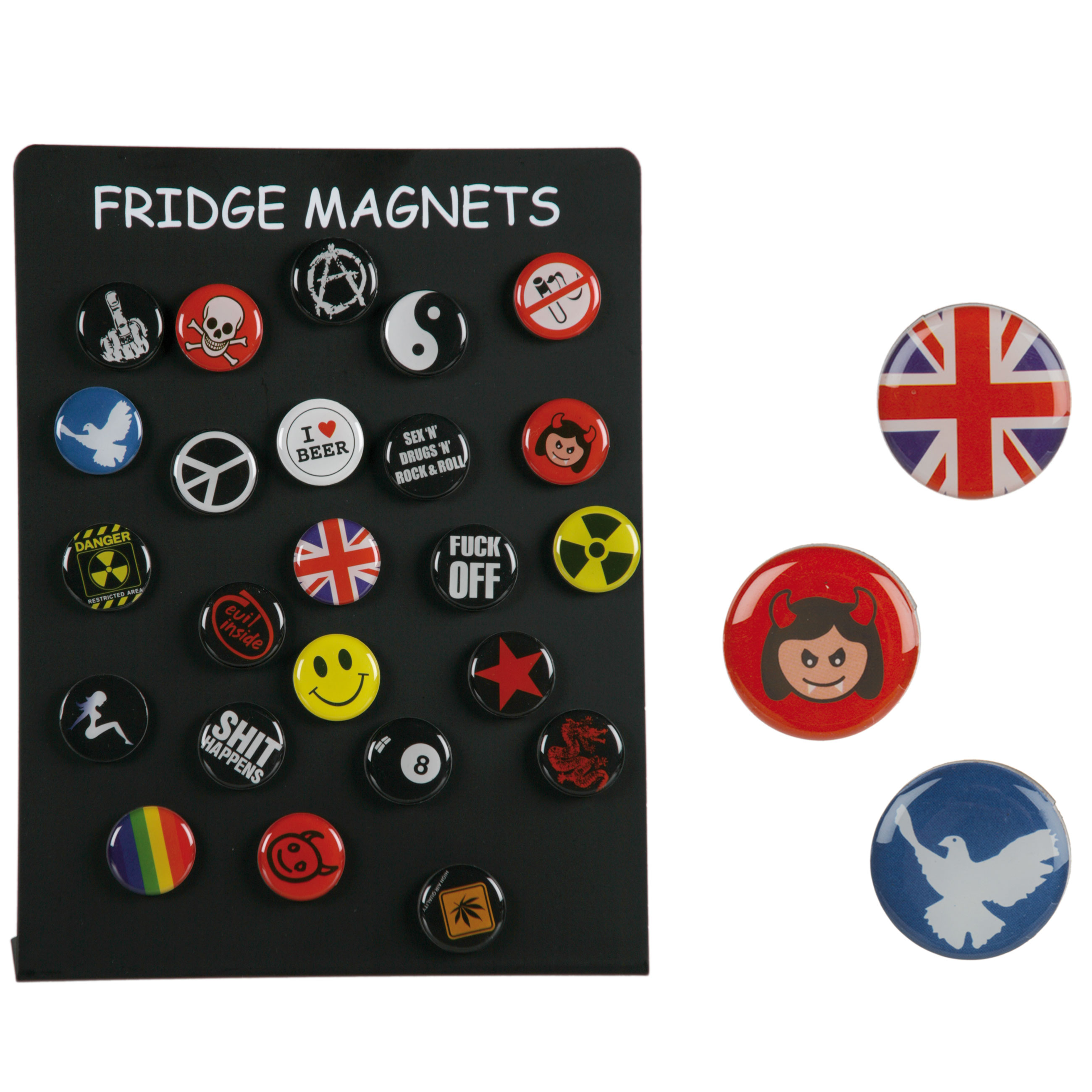 24 runde Kühlschrankmagneten 24 Motive Ø 26mm Pinnwand Magnettafel