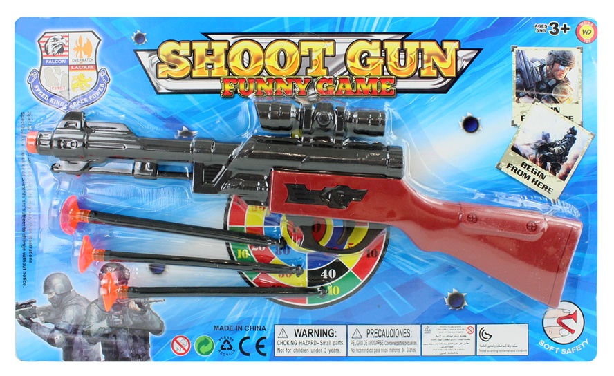 35457 Kinder Shotgun 2038 Schrotflinte Gewehr gelb 6 Schaumstoff-Pfeile NEU OVP 