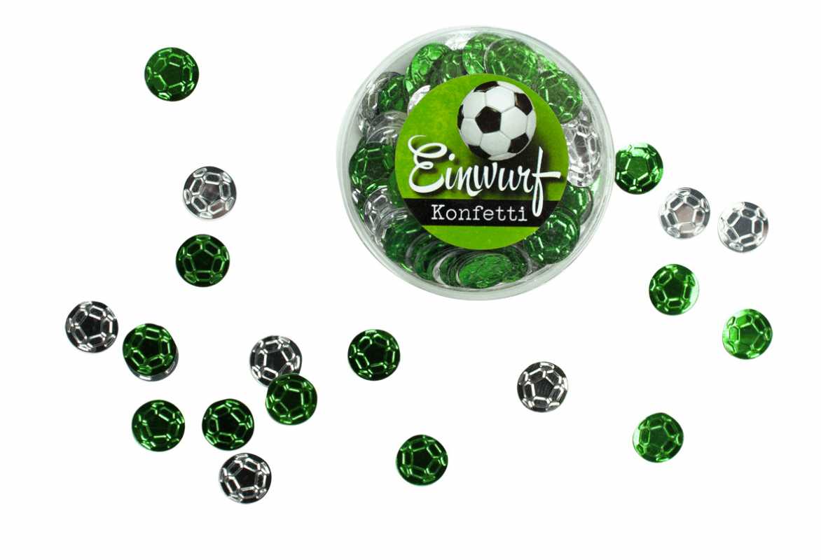 Fussball Glanz Konfetti Streudeko silber und grün metallic ca. 230 Stück Party Mitbringsel
