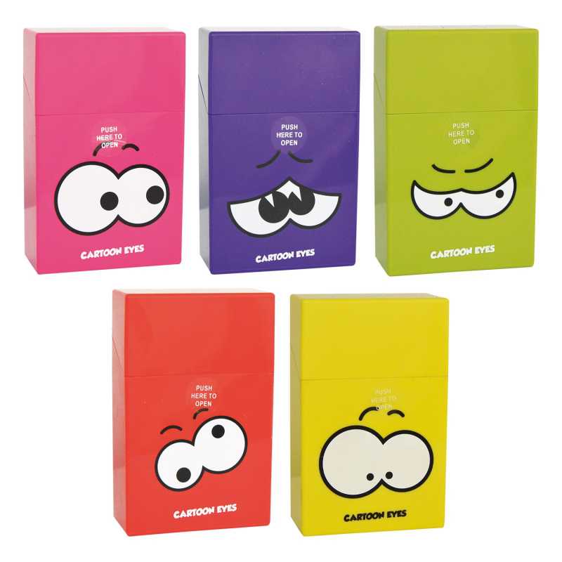 3x Zigarettenbox - Cartoon Eyes - für Zigarettenschachteln bis 21 Filterzigaretten
