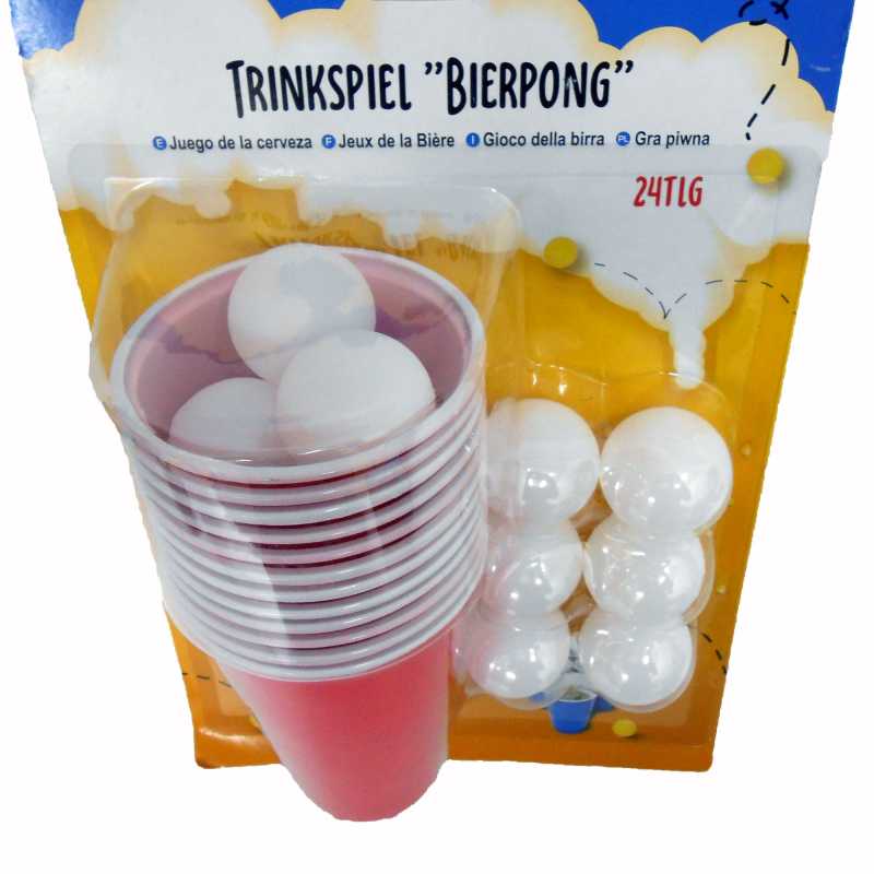 Trinkspiel Bierpong Bier Pong 24-teilig: 12 Becher und 12 Bälle