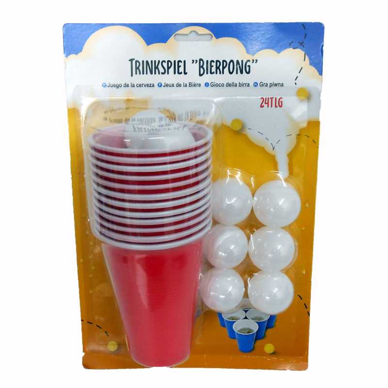 Trinkspiel Bierpong Bier Pong 24-teilig: 12 Becher und 12 Bälle