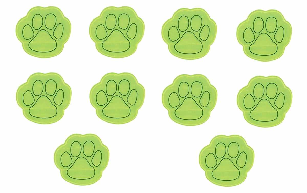 10 Stück reflektierende Tatzen Sticker / Aufkleber Reflektor für Kinder Schulranzen / Rad Auto