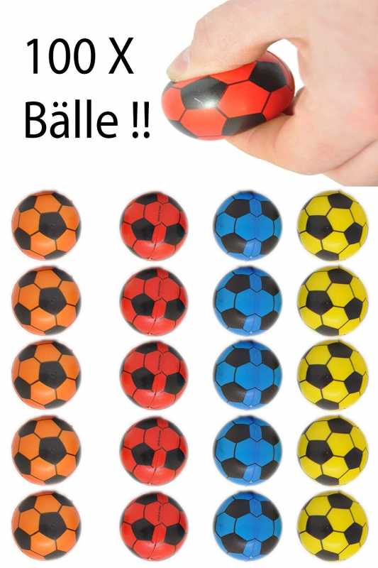 Mega Set Fußball 100 Stück / weich / Antistress / Softball Mix Farben Ø 4 cm Ball