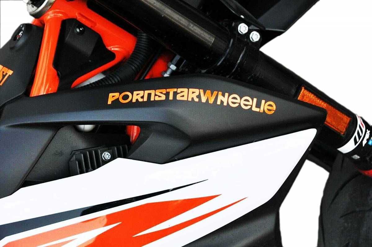 PornstarWheelie Sticker Supermoto 20X1,5CM orange für Tank/Schutzblech/Kotflügel/Custom/Dekor