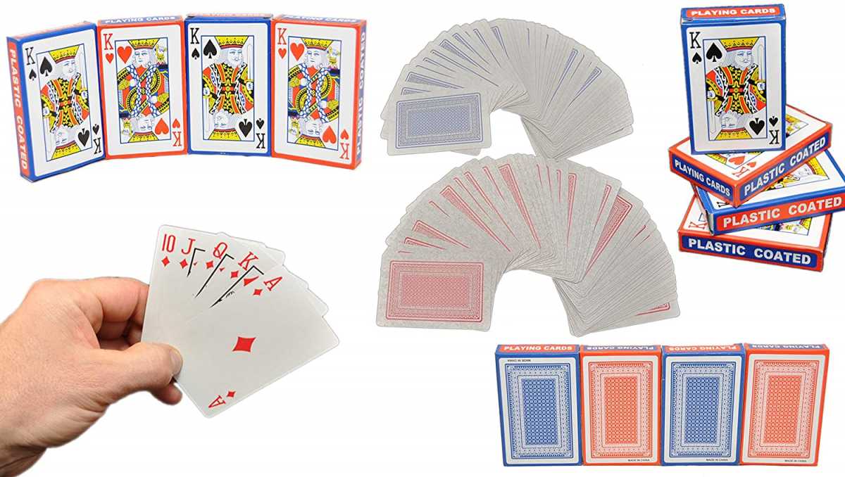 4 x 54 Spielkarten Set (2X Rot & 2X Blau) Bridge Canasta Kartenspiel Poker Skat