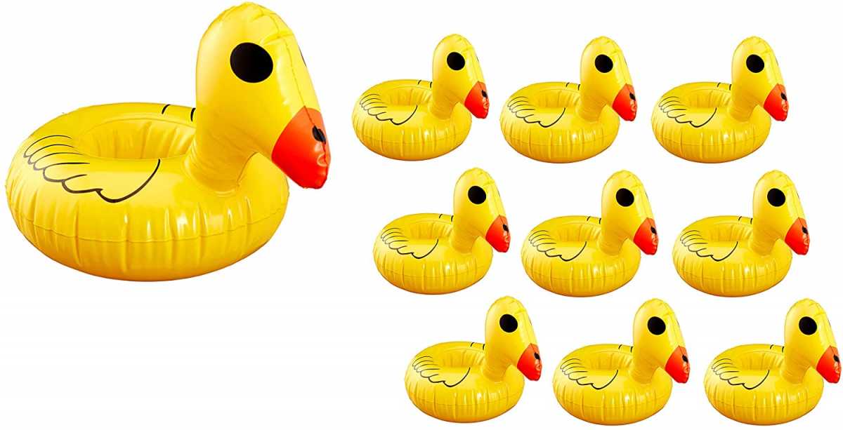 10er Set Ente Getränkehalter / Dosenhalter / Bier Dosen / Halter Pool Party / Sommer Deko - 15CM