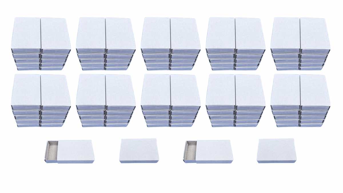 100 leere Streichholzschachteln Weiß Seidenmatt 53x37x11 mm | Perfekt zum Basteln, Bekleben & Beschriften | Ohne Reibefläche | Ideal für Hochzeit, Geburtstag, Adventskalender, DIY, Deko & Geschenke