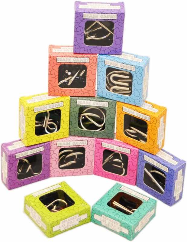 12 Geduldspiele/Geschicklichkeitsspiele/Knobelspiele für Erwachsene / 12-teiliges Metallpuzzle Set/Denkspiel aus Metall - verschiedenen Schwierigkeiten mit Lösung 3D Puzzle