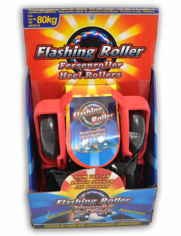 Paar LED Fersenroller rot, Heel Rollers Funroller mit Tasche + Werkzeug