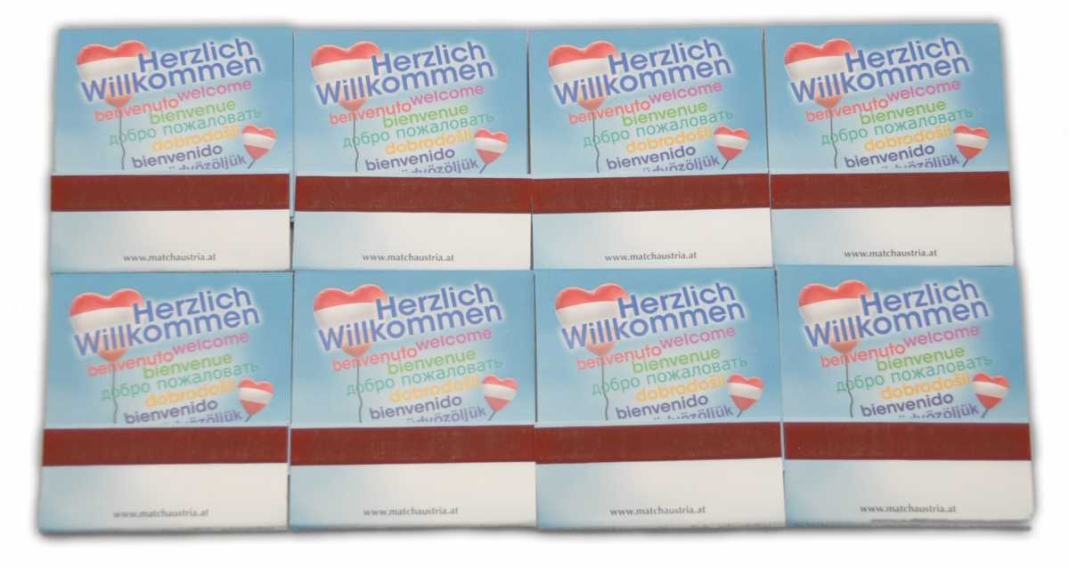 Streichholz Briefchen Österreich 8er Set - 160 Hölzer Kunst/Kaiser/Landschaft - Gastgeschenk
