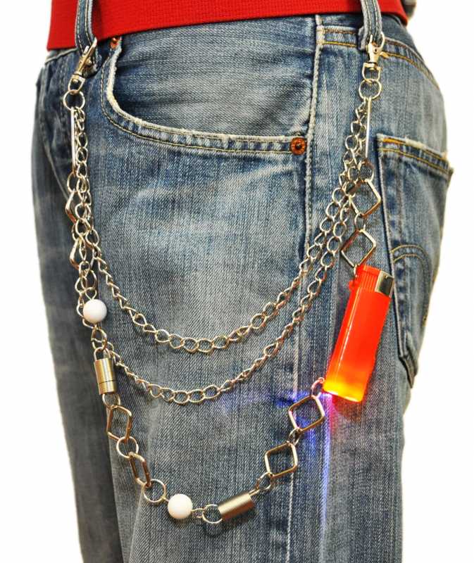 Hosenkette Kugel + Taschenlampe massiv Schlüsselkette BMX Biker Moto-X Schlüssel Kette