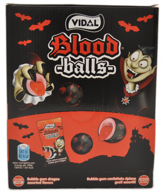 Blood Balls KAUGUMMI 10er Pack Vampir Blut Bälle mit saurer flüssiger Füllung