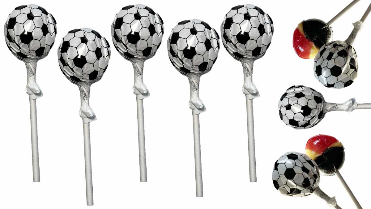 Fußball Lutscher 10 Stück / 170 Gramm in Deutschland Farben (schwarz/rot/gold) - Fußball