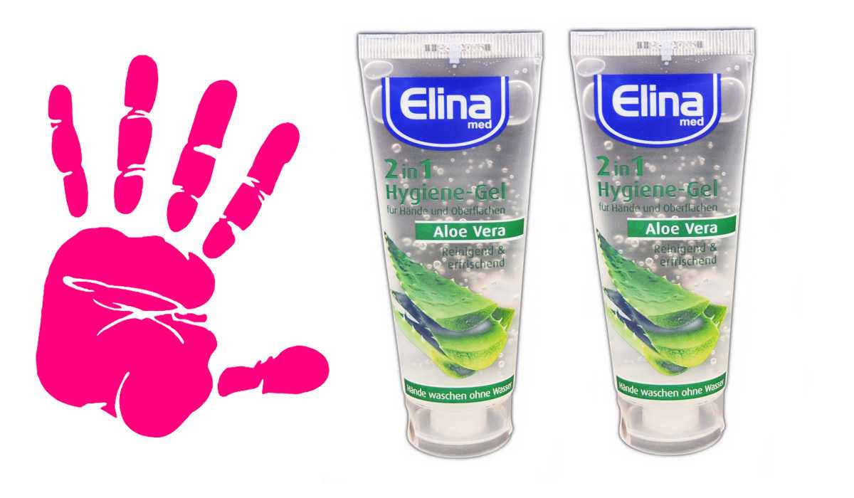 2 X Elina med Aloe Vera Hygiene Gel 75ml 2in1 Tube für Hände & Flächen für Unterwegs (EUR 3,99/100 ml)