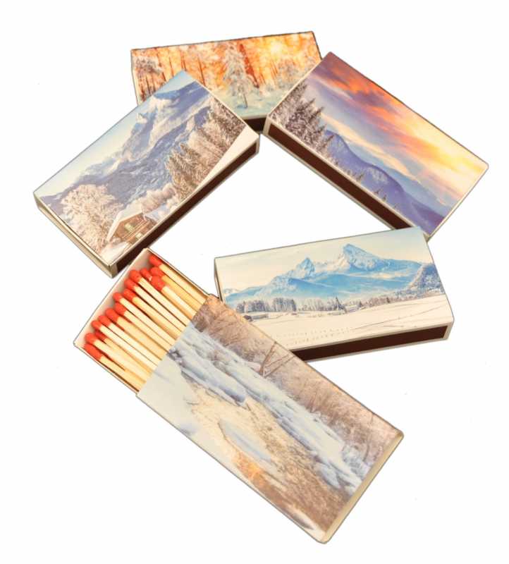 jameitop® 8 x 45er Packungen XL Streichholzschachteln, 10cm mit Winter Design Streichhölzer Zündhölzer