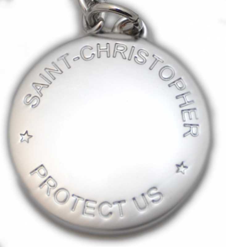 † St. Christophorus Metall Schlüsselanhänger matt Silber Auto mit Karabinerhaken,ca. 4 cm †