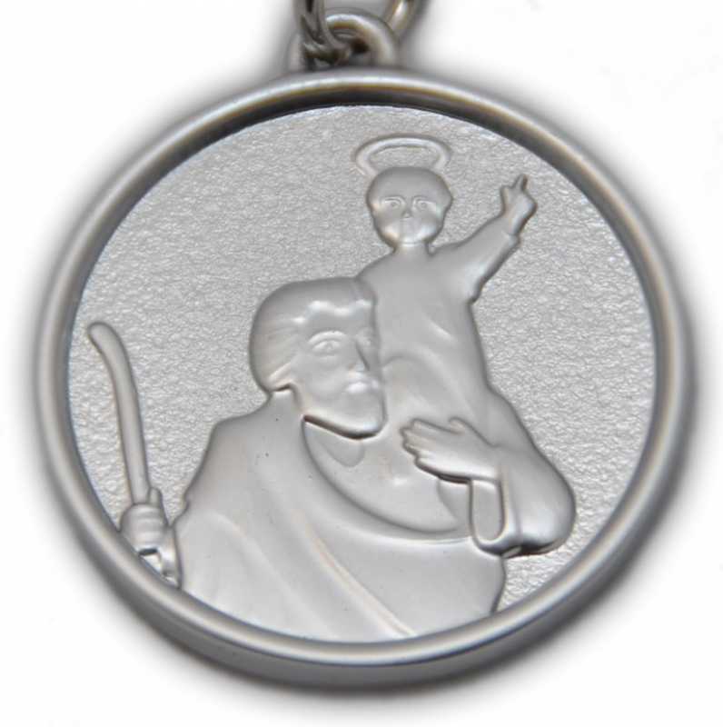 † St. Christophorus Metall Schlüsselanhänger matt Silber Auto mit Karabinerhaken,ca. 4 cm †