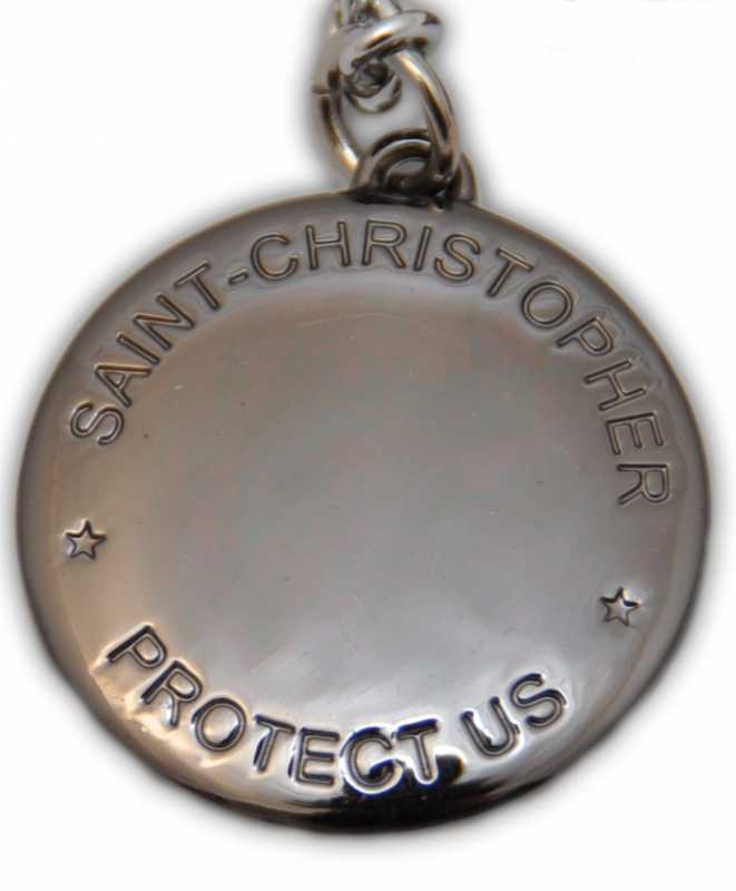 † St. Christophorus Metall Schlüsselanhänger schwarz glänzend + Auto mit Karabinerhaken,ca. 4 cm †