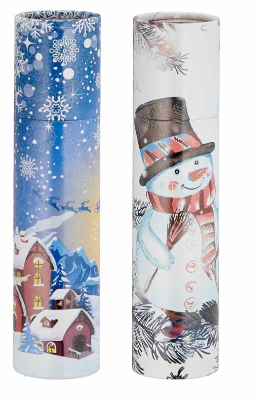 4 x 75er Rund-Packungen XXL Weihnachten Kaminstreichhölzer, 20cm Schneemann/Nikolaus Motive