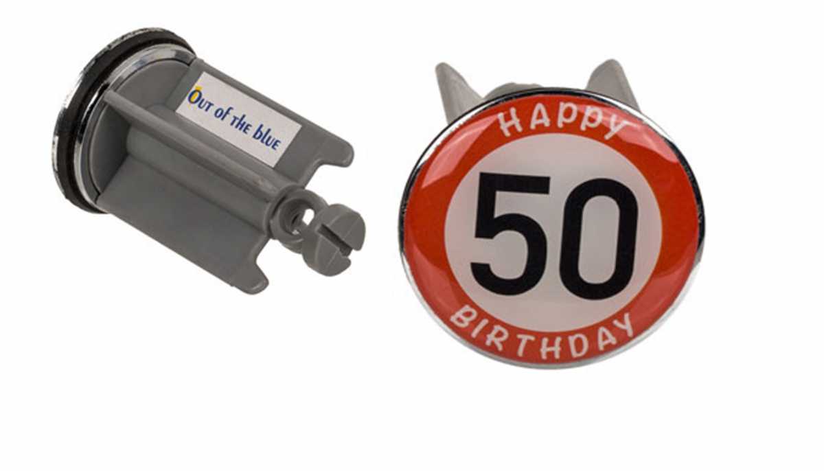 Waschbeckenstöpsel Happy Birthday 50 Geburtstags Stöpsel 7 x 4 cm für das Waschbecken