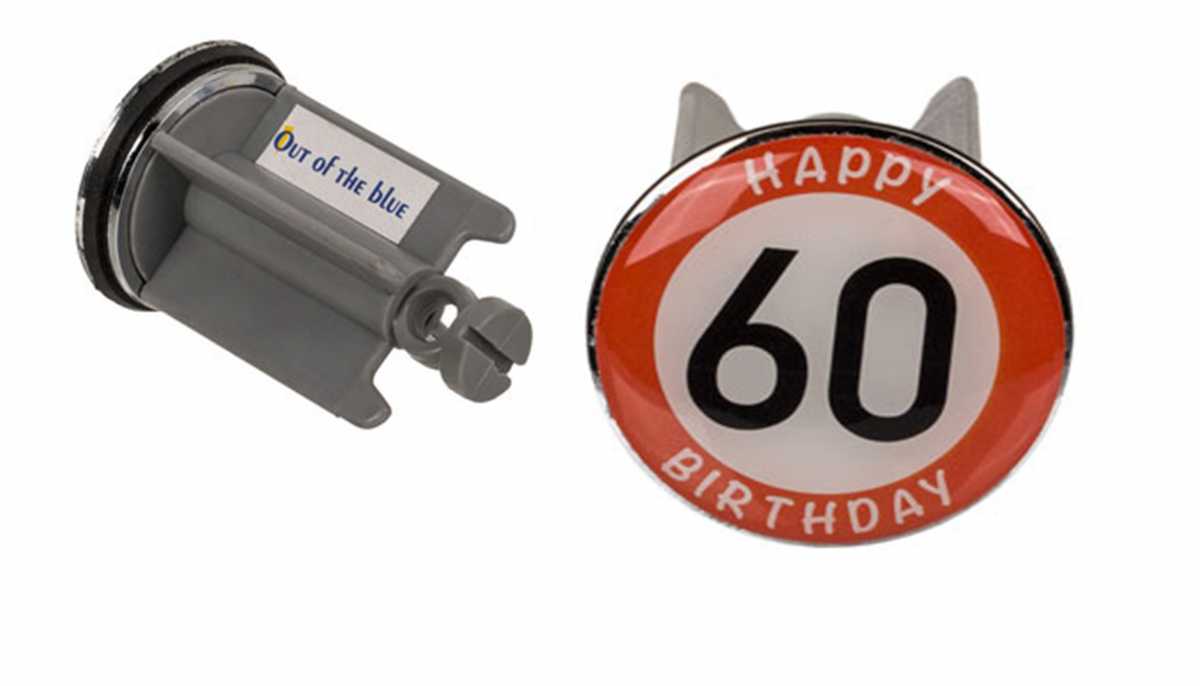Waschbeckenstöpsel Happy Birthday 60 Geburtstags Stöpsel 7 x 4 cm für das Waschbecken - für den Opa