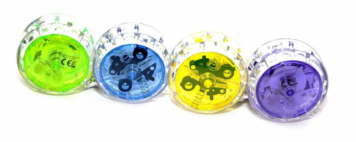 4 Stück Yo Yo mit Kupplung / Freilauf und LED Licht