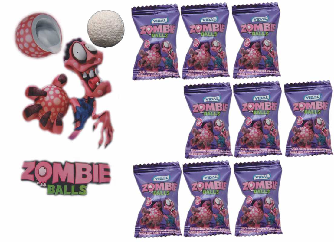Zombie Ball KAUGUMMI 10er Pack Gehirn Bälle mit saurer flüssiger Füllung