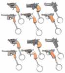 12 X WAFFE funktionsfähig Schlüsselanhänger Metall Anhänger Revolver Wehrmacht Pistole Gewehr