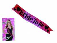 Schärpe - Bride to be - Umhängeband pink mit schwarzer Schrift, zukünftige Braut