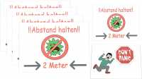 4 X Karte - Abstand HALTEN - Warnkarte Don´t Panic Achtung / Warnung