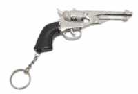 Cowboy Pistole lang silber WAFFE Schlüsselanhänger aus Metall (funktionsfähig)