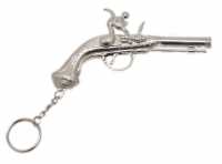 Piraten Revolver lang silber funktionsfähig WAFFE Schlüsselanhänger Metall Anhänger