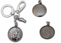 † St. Christophorus Metall Schlüsselanhänger schwarz glänzend + Auto mit Karabinerhaken,ca. 4 cm †